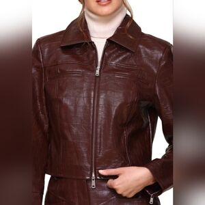 Avec Les Filles Brown Faux Leather Jacket